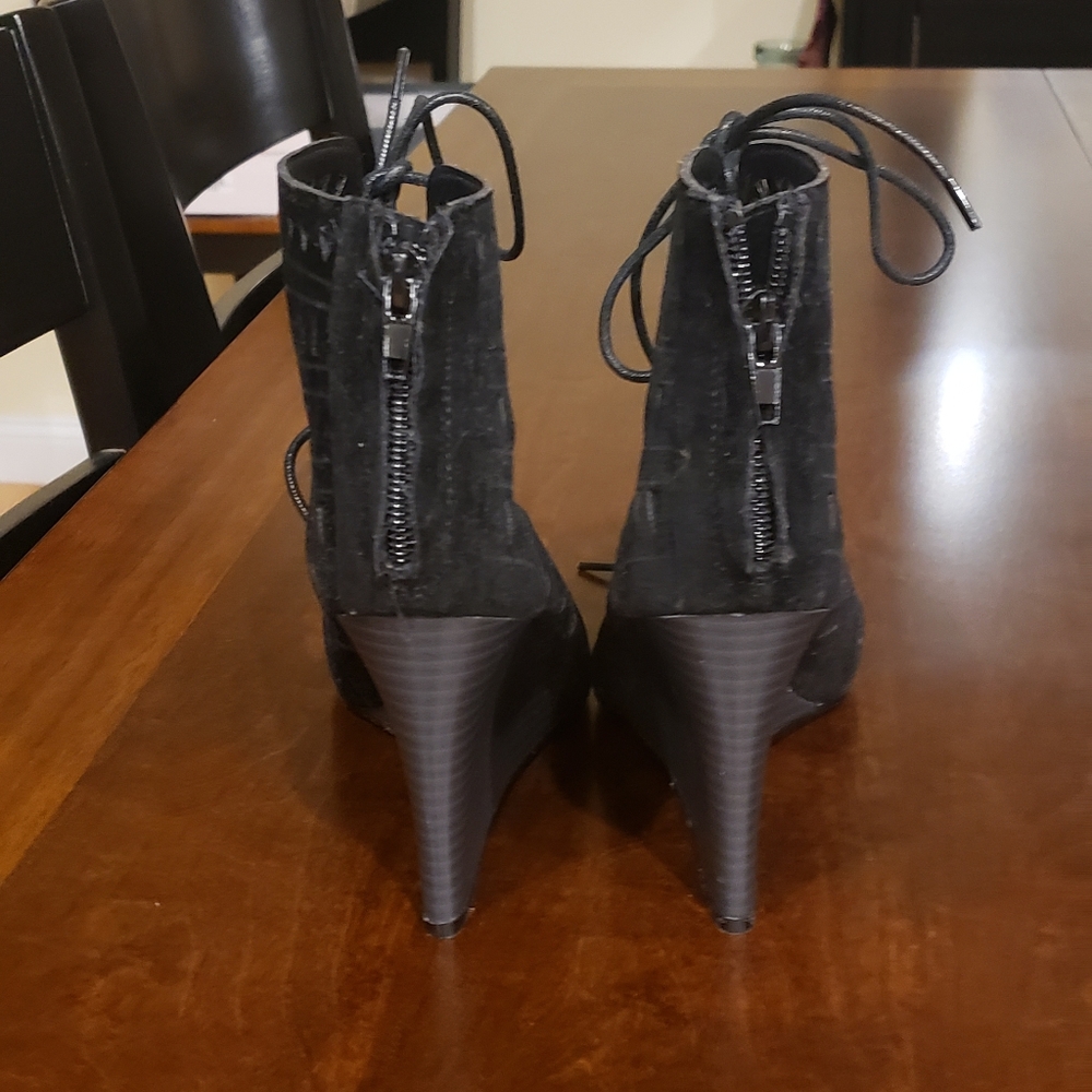 Lace Up Wedge Booties - Picture 3 of 7